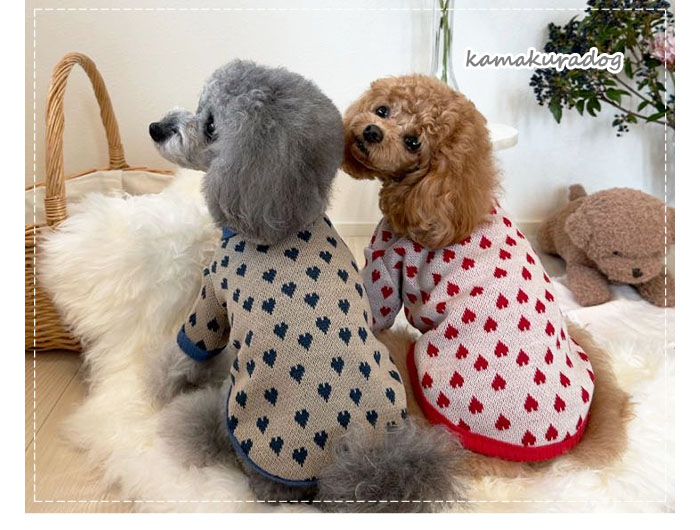 可愛い小型犬の洋服通販 鎌倉ドッグ ハートニットカーディガン